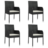 5 Piece Garden Dining Set with Cushions Black Poly Rattan - Top-Down View