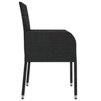 5 Piece Garden Dining Set with Cushions Black Poly Rattan