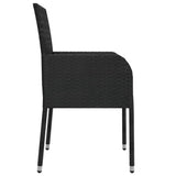 5 Piece Garden Dining Set with Cushions Black Poly Rattan