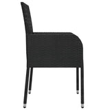 5 Piece Garden Dining Set with Cushions Black Poly Rattan - Rear View