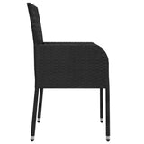 7 Piece Garden Dining Set with Cushions Black Poly Rattan