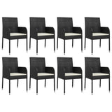 9 Piece Garden Dining Set with Cushions Black Poly Rattan - Top-Down View