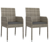 3 Piece Garden Dining Set with Cushions Grey Poly Rattan - Top-Down View