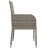 3 Piece Garden Dining Set with Cushions Grey Poly Rattan - Rear View