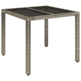3 Piece Garden Dining Set with Cushions Grey Poly Rattan - Close-Up Angle