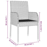5 Piece Garden Dining Set with Cushions Grey Poly Rattan - Extra Image