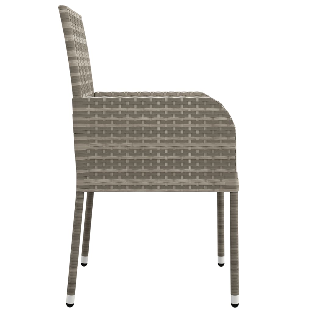 7 Piece Garden Dining Set with Cushions Grey Poly Rattan