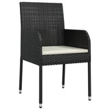 3 Piece Garden Dining Set with Cushions Black Poly Rattan - 45-Degree Angle