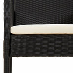 3 Piece Garden Dining Set with Cushions Black Poly Rattan