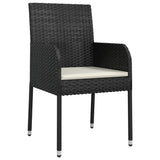 5 Piece Garden Dining Set with Cushions Black Poly Rattan - 45-Degree Angle