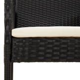 5 Piece Garden Dining Set with Cushions Black Poly Rattan - Rear View