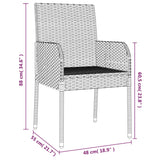 5 Piece Garden Dining Set with Cushions Black Poly Rattan - Extra Image