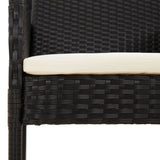 5 Piece Garden Dining Set with Cushions Black Poly Rattan - Rear View