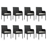 9 Piece Garden Dining Set with Cushions Black Poly Rattan - Top-Down View