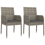 3 Piece Garden Dining Set with Cushions Grey Poly Rattan - Top-Down View