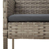3 Piece Garden Dining Set with Cushions Grey Poly Rattan
