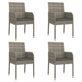 5 Piece Garden Dining Set with Cushions Grey Poly Rattan - Top-Down View