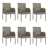 7 Piece Garden Dining Set with Cushions Grey Poly Rattan - Top-Down View