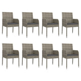9 Piece Garden Dining Set with Cushions Grey Poly Rattan - Top-Down View