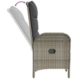 3 Piece Garden Dining Set with Cushions Grey Poly Rattan - Rear View