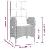 3 Piece Garden Dining Set with Cushions Grey Poly Rattan - Extra Image