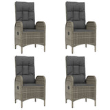 5 Piece Garden Dining Set with Cushions Grey Poly Rattan - Top-Down View