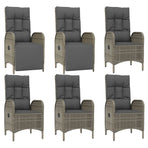 7 Piece Garden Dining Set with Cushions Grey Poly Rattan