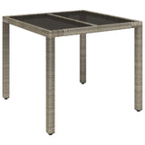 3 Piece Garden Dining Set with Cushions Grey Poly Rattan - Close-Up Angle
