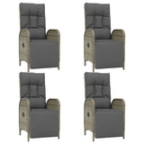 5 Piece Garden Dining Set with Cushions Grey Poly Rattan - Top-Down View