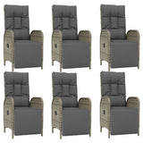 7 Piece Garden Dining Set with Cushions Grey Poly Rattan - Top-Down View