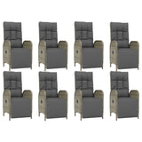 9 Piece Garden Dining Set with Cushions Grey Poly Rattan - Top-Down View