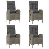 7 Piece Garden Dining Set with Cushions Grey Poly Rattan