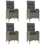 7 Piece Garden Dining Set with Cushions Grey Poly Rattan