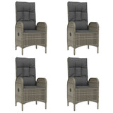 7 Piece Garden Dining Set with Cushions Grey Poly Rattan - Top-Down View