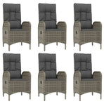 9 Piece Garden Dining Set with Cushions Grey Poly Rattan