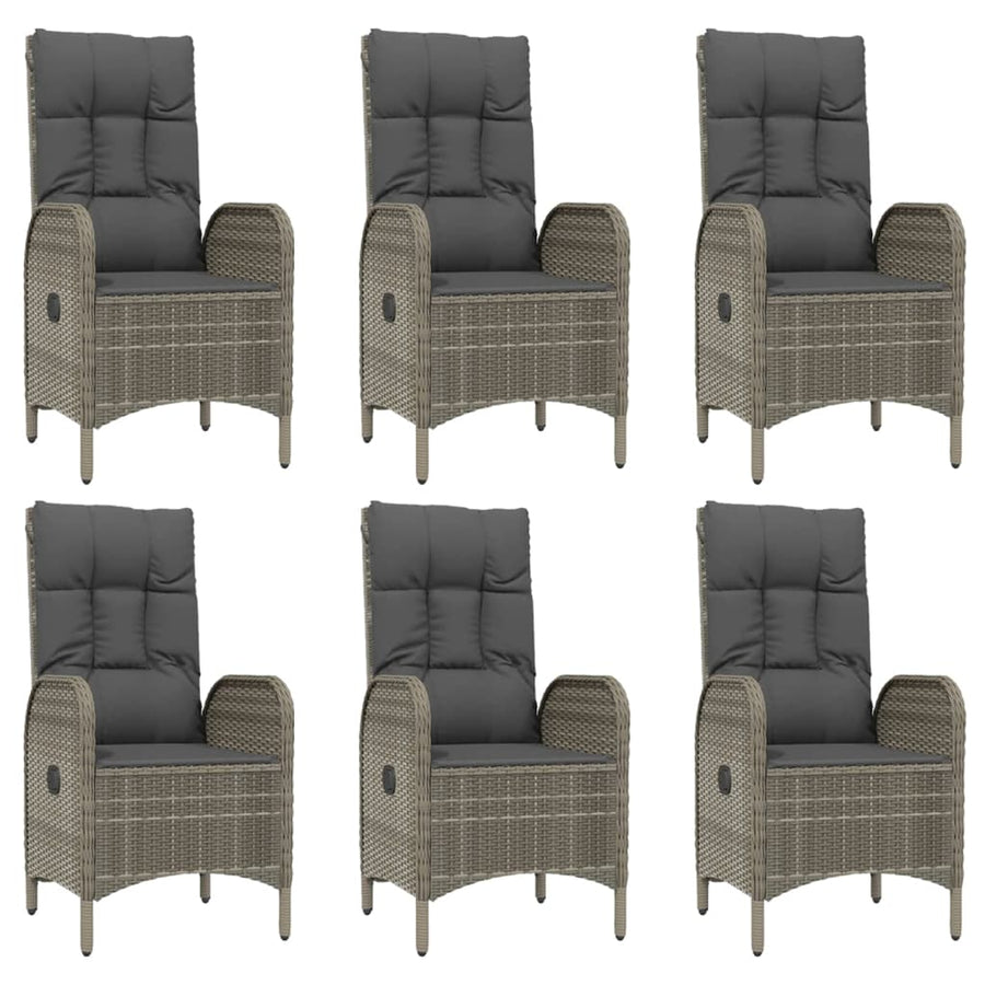 9 Piece Garden Dining Set with Cushions Grey Poly Rattan