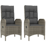 3 Piece Garden Dining Set with Cushions Grey Poly Rattan