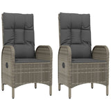 3 Piece Garden Dining Set with Cushions Grey Poly Rattan - Top-Down View