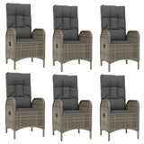 7 Piece Garden Dining Set with Cushions Grey Poly Rattan - Top-Down View
