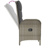 7 Piece Garden Dining Set with Cushions Grey Poly Rattan - Rear View