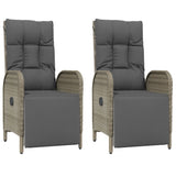 3 Piece Garden Dining Set with Cushions Grey Poly Rattan - Top-Down View