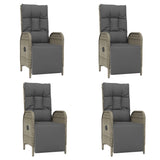 5 Piece Garden Dining Set with Cushions Grey Poly Rattan - Top-Down View