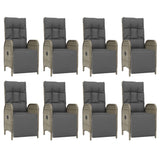 9 Piece Garden Dining Set with Cushions Grey Poly Rattan