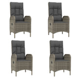 7 Piece Garden Dining Set with Cushions Grey Poly Rattan - Top-Down View