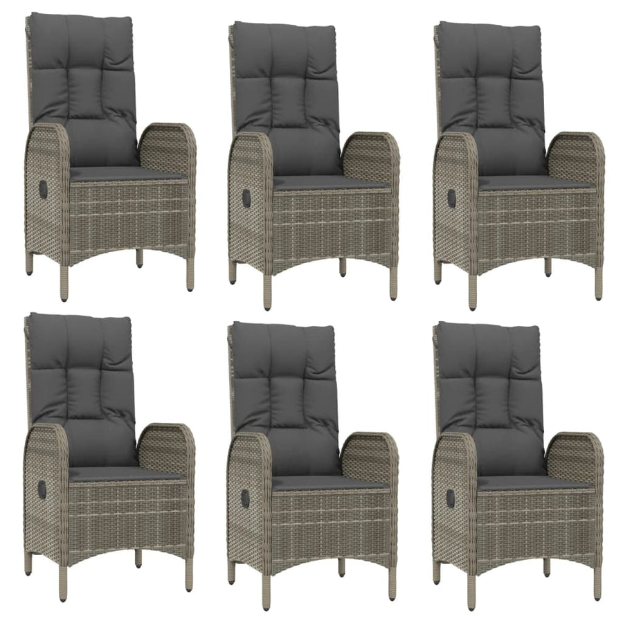 9 Piece Garden Dining Set with Cushions Grey Poly Rattan