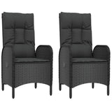3 Piece Garden Dining Set with Cushions Black Poly Rattan - Top-Down View