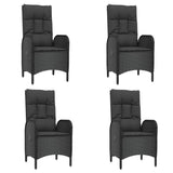 5 Piece Garden Dining Set with Cushions Black Poly Rattan - Top-Down View