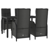 5 Piece Garden Dining Set with Cushions Black Poly Rattan - Side View