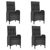 5 Piece Garden Dining Set with Cushions Black Poly Rattan - Top-Down View
