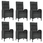 7 Piece Garden Dining Set with Cushions Black&Grey Poly Rattan